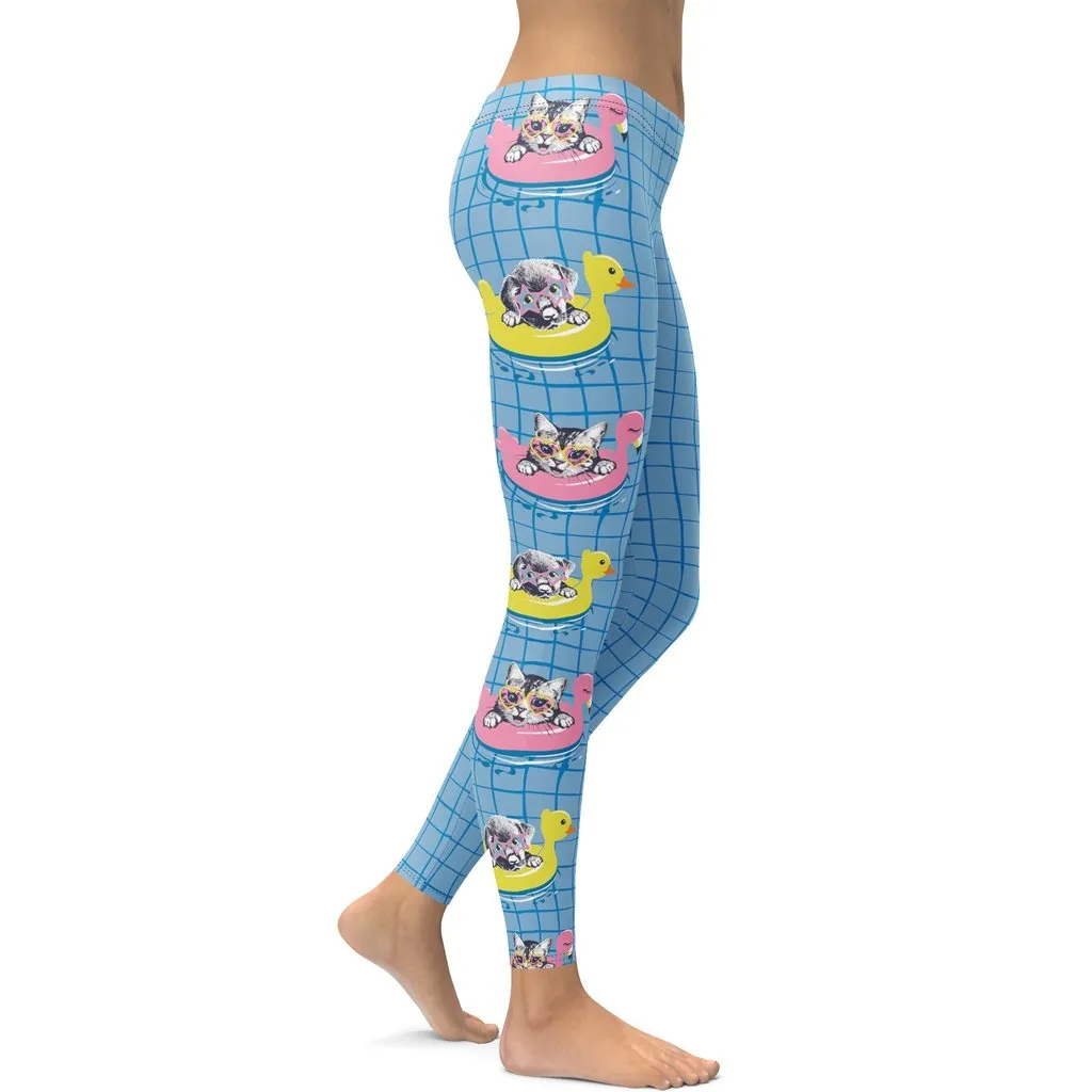 Kittens and Puppies in Floats Leggings
