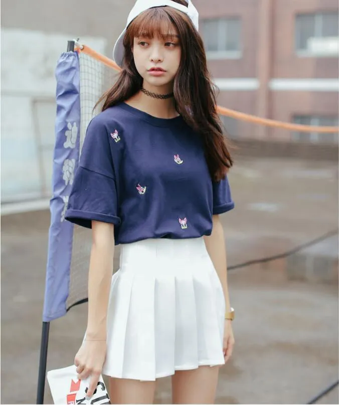 Korean College Skirt Solid Colored All-Matching Slim Look Saucy Pleated Tennis Women Skirt