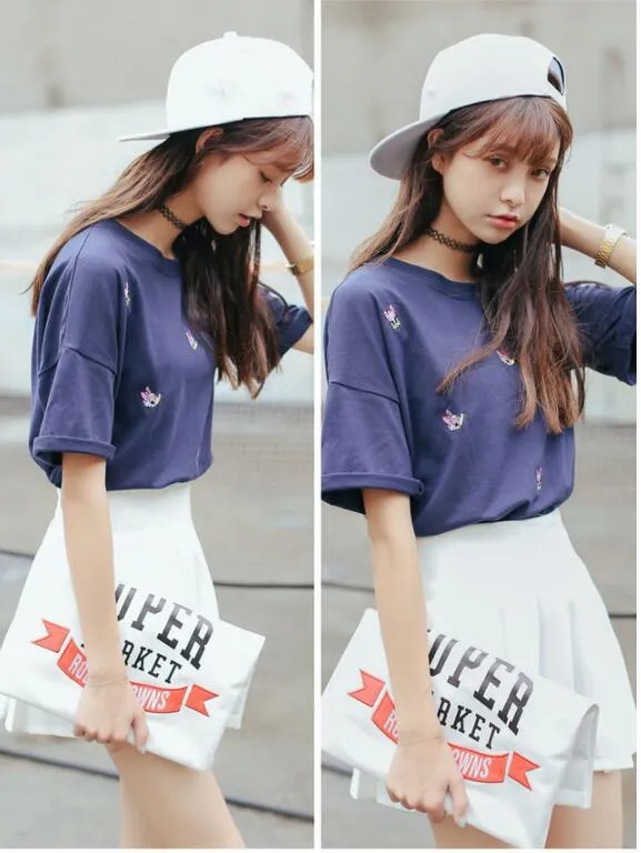 Korean College Skirt Solid Colored All-Matching Slim Look Saucy Pleated Tennis Women Skirt