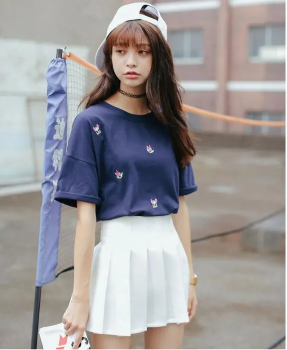 Korean College Skirt Solid Colored All-Matching Slim Look Saucy Pleated Tennis Women Skirt