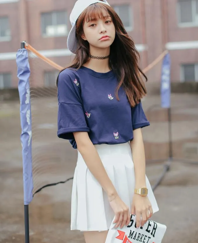 Korean College Skirt Solid Colored All-Matching Slim Look Saucy Pleated Tennis Women Skirt