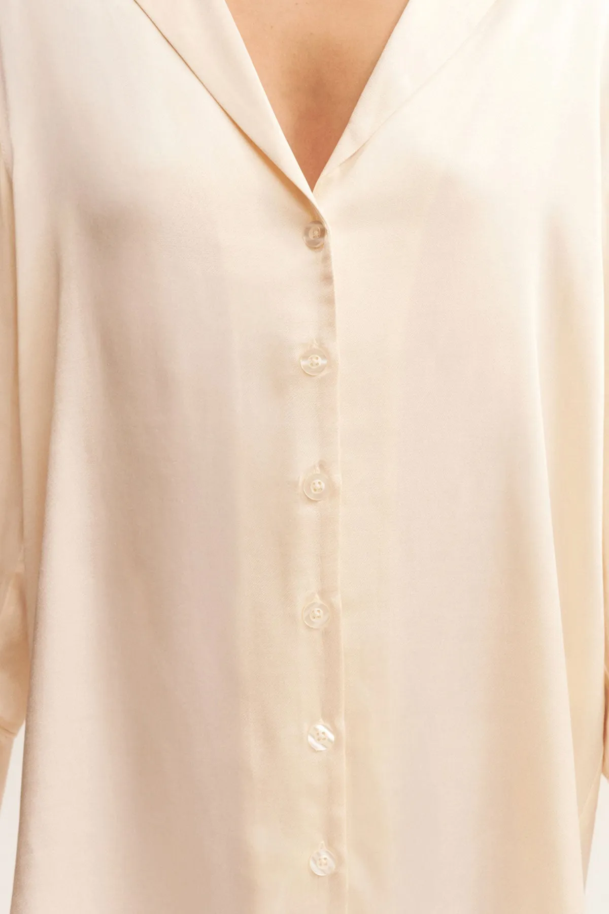 LA LUNE LOUNGE SHIRT DRESS - CREAM