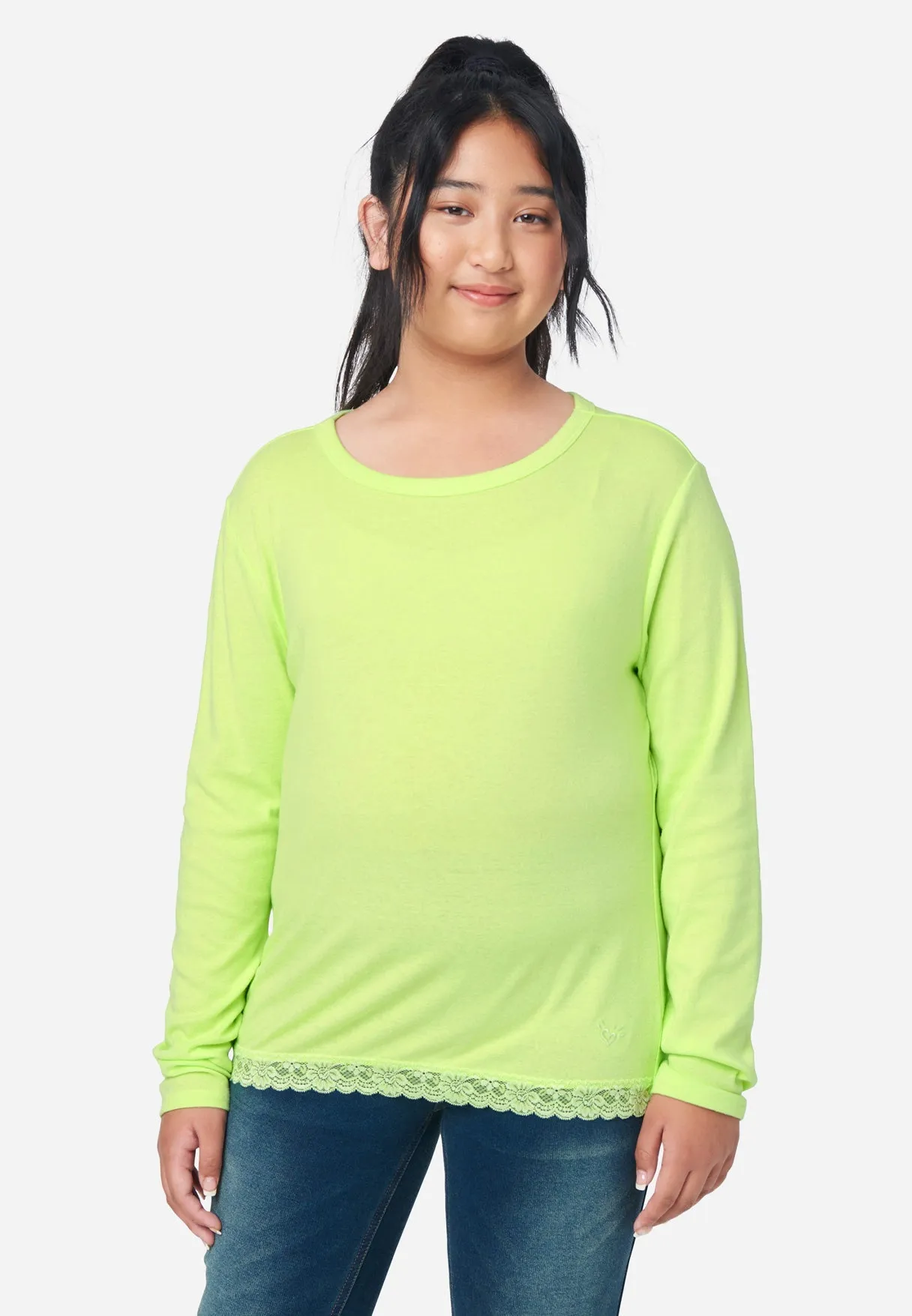 Lace-Trim Scoop Neck Top
