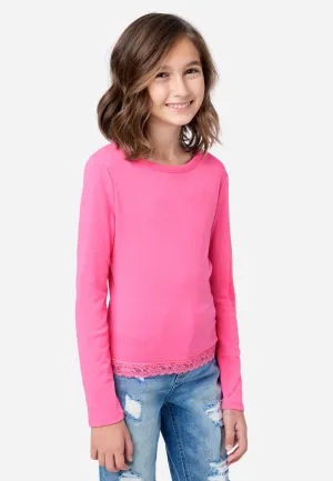 Lace-Trim Scoop Neck Top