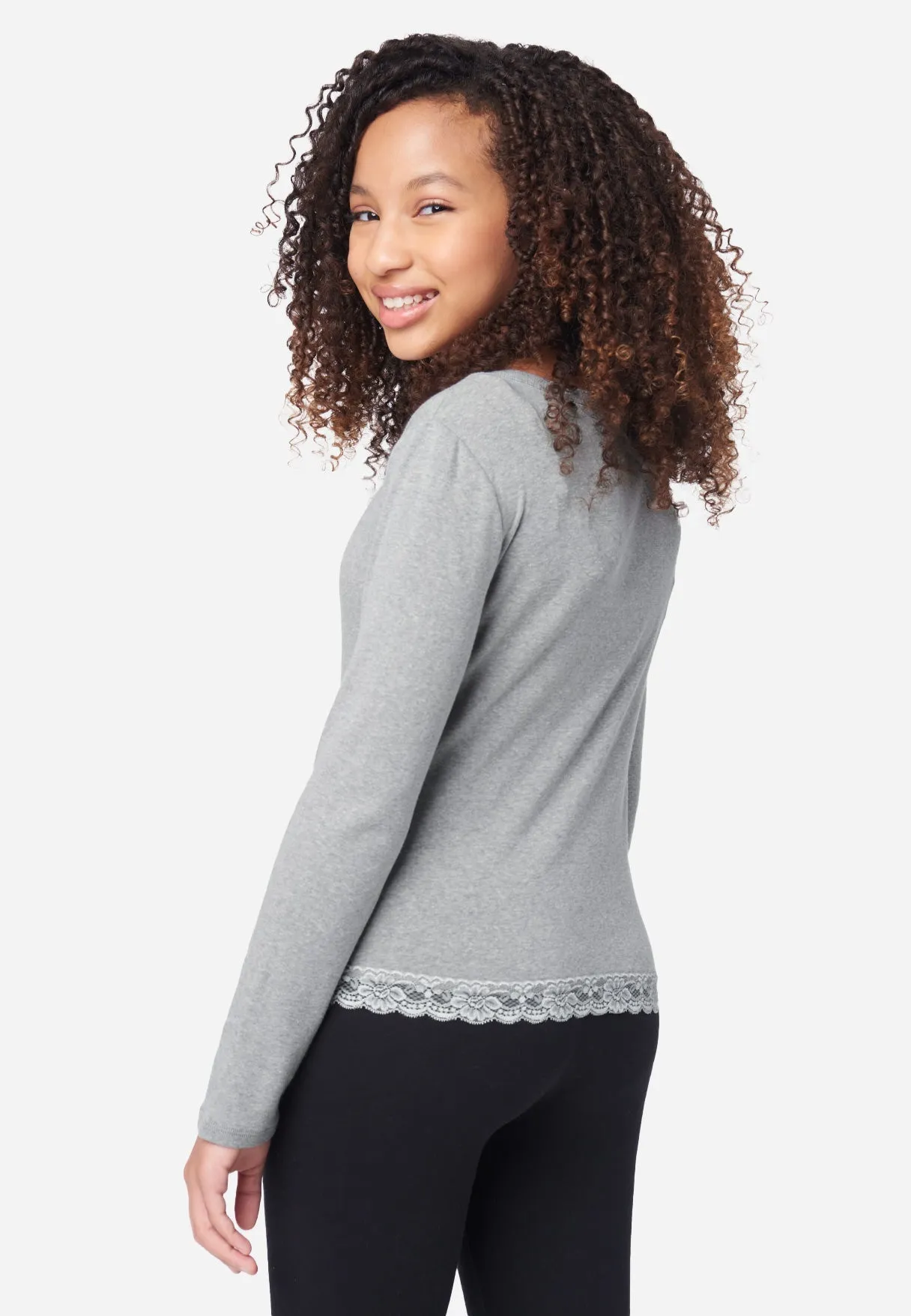 Lace-Trim Scoop Neck Top