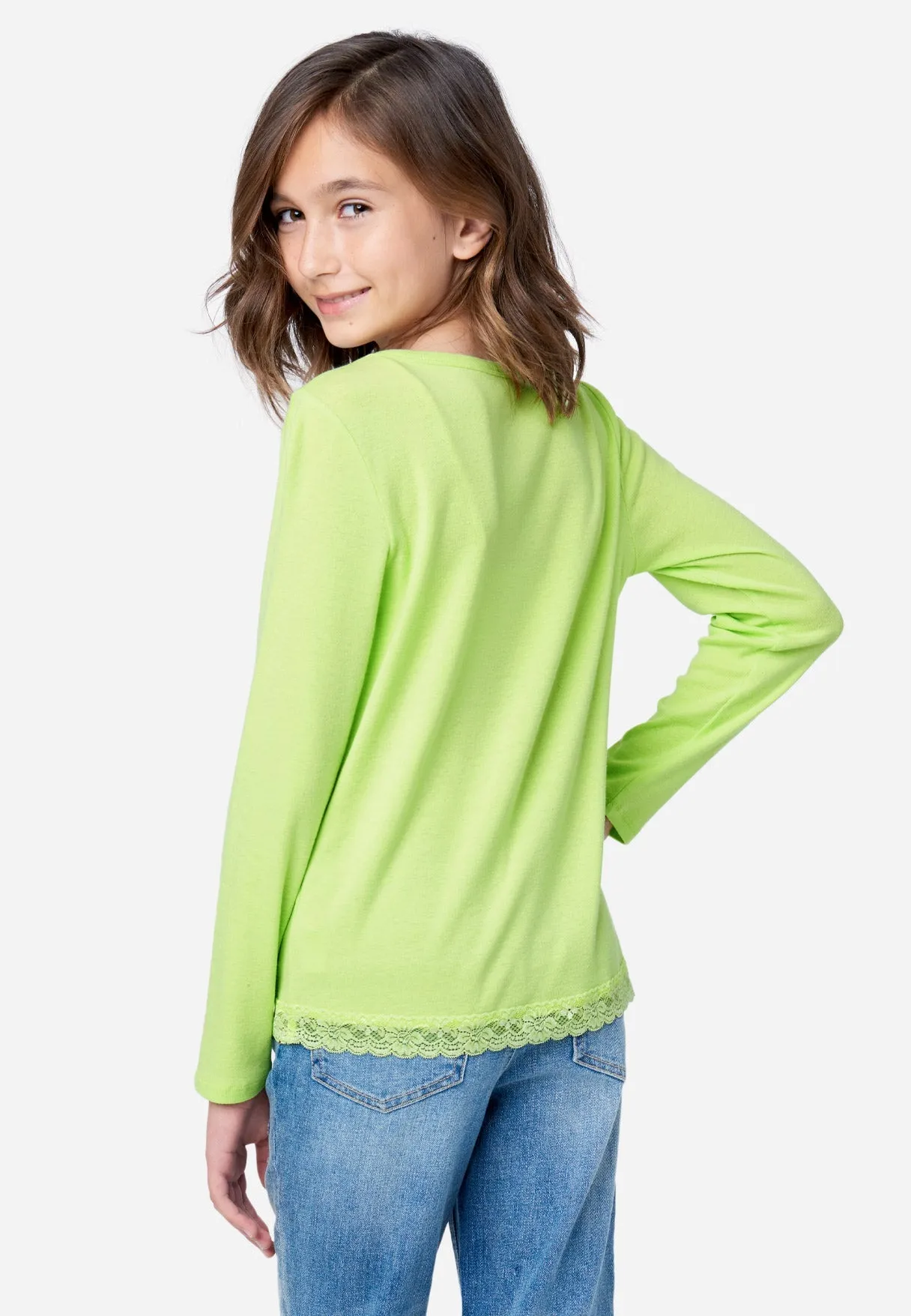 Lace-Trim Scoop Neck Top