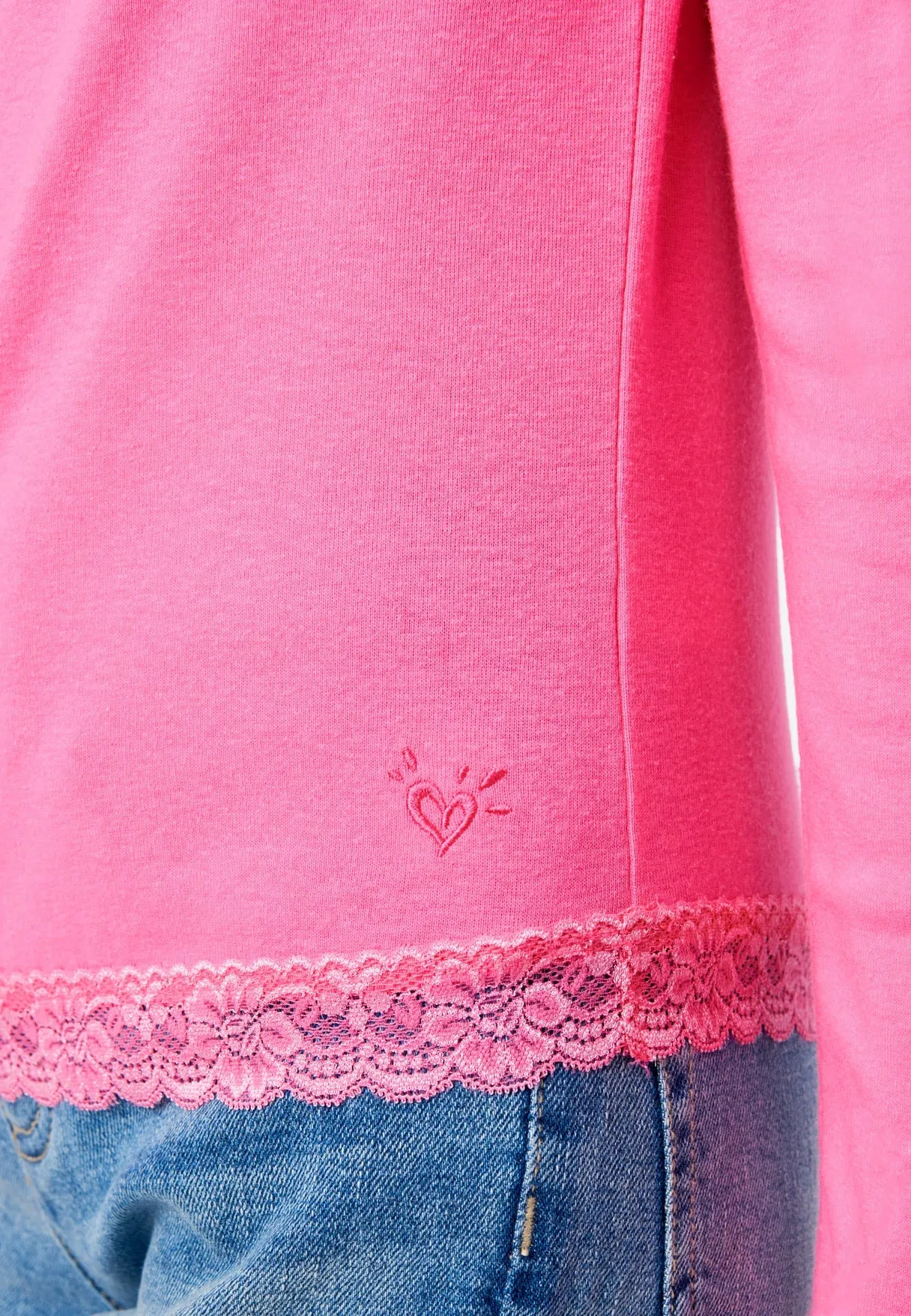 Lace-Trim Scoop Neck Top