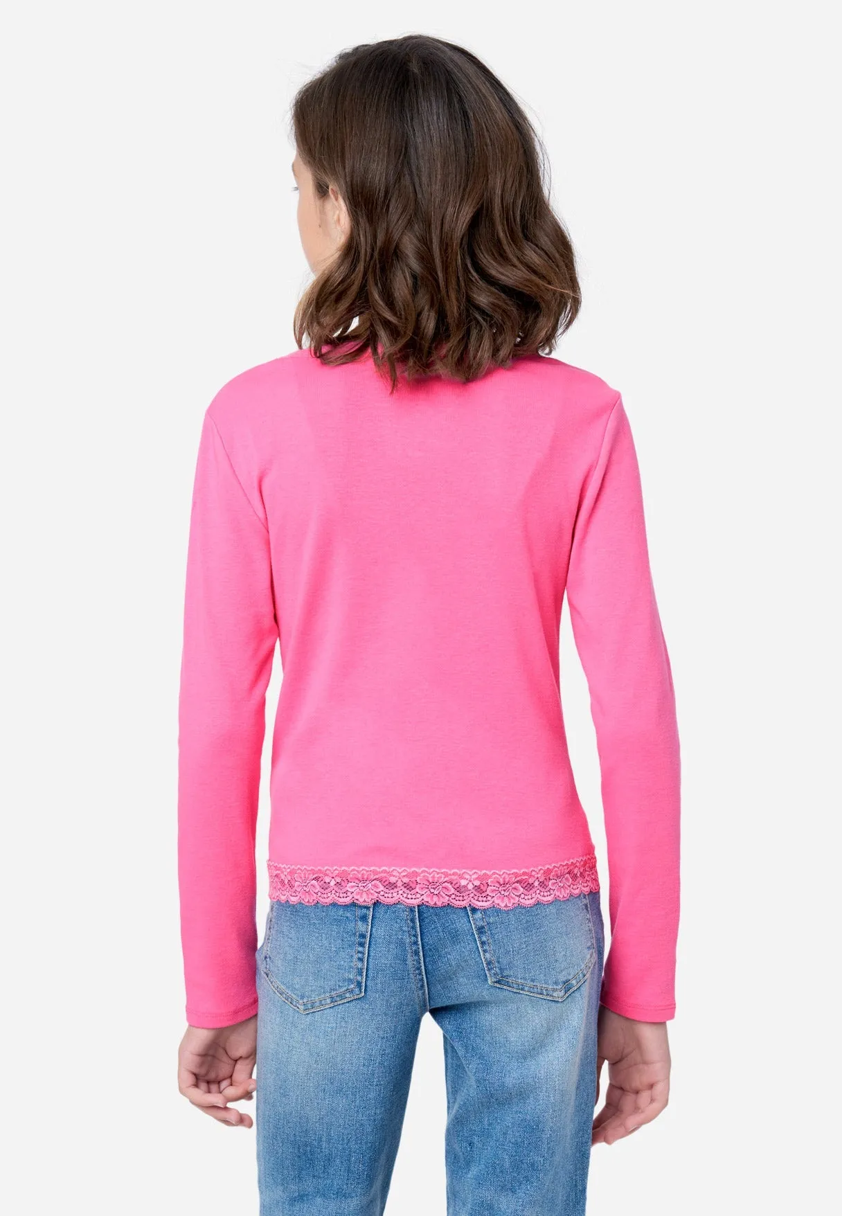 Lace-Trim Scoop Neck Top