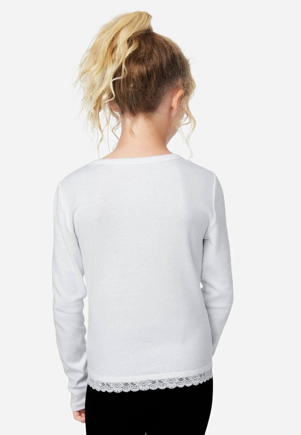 Lace-Trim Scoop Neck Top