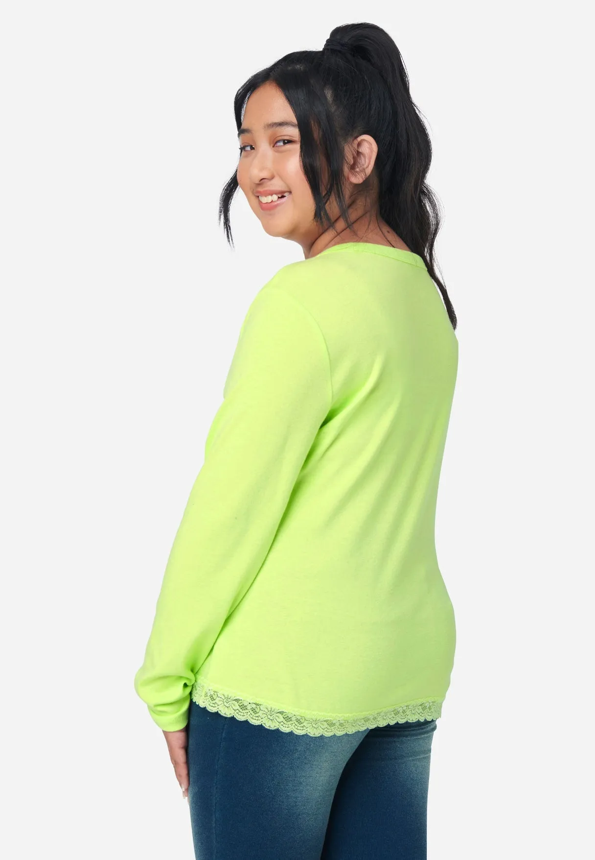 Lace-Trim Scoop Neck Top