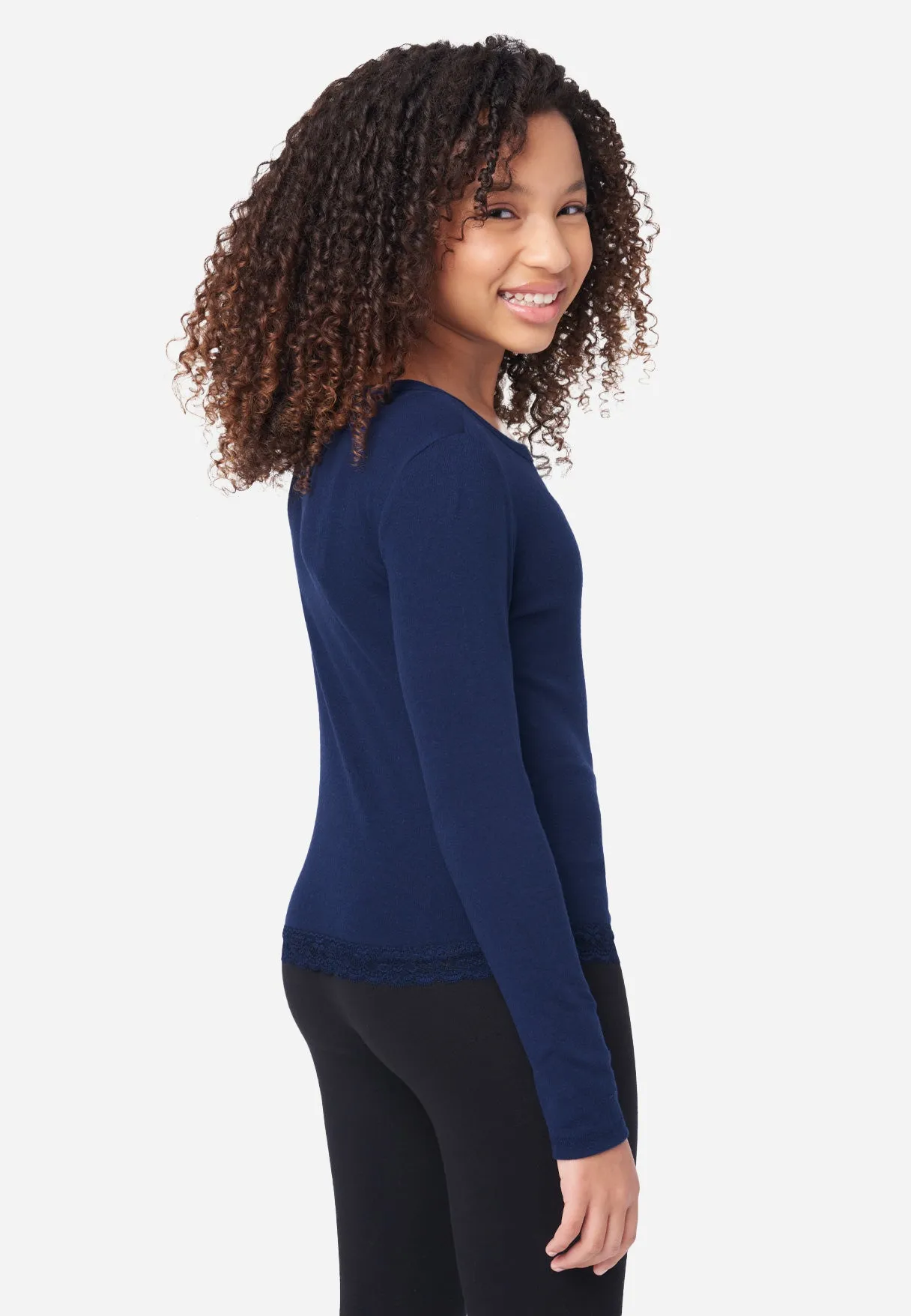 Lace-Trim Scoop Neck Top