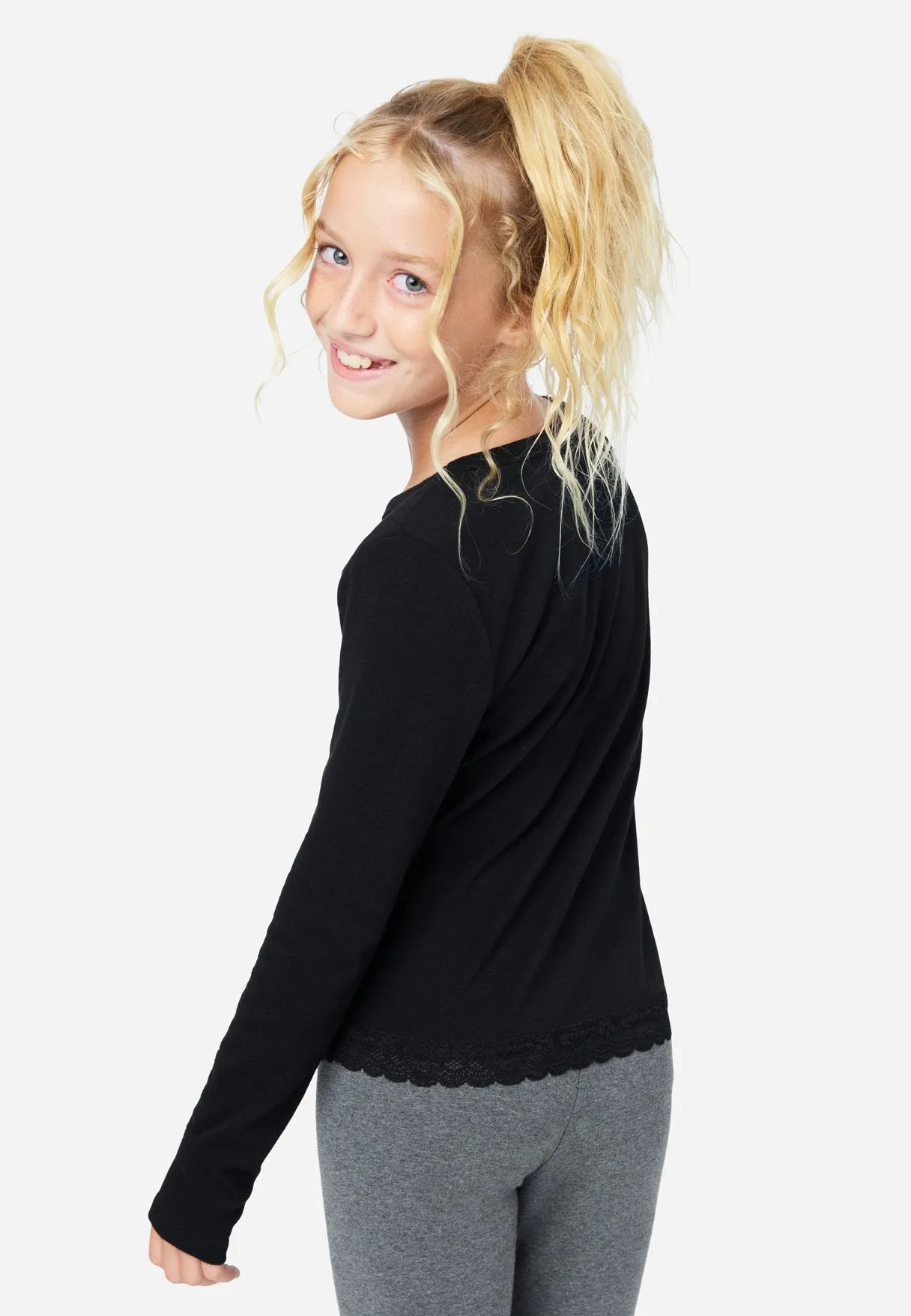 Lace-Trim Scoop Neck Top