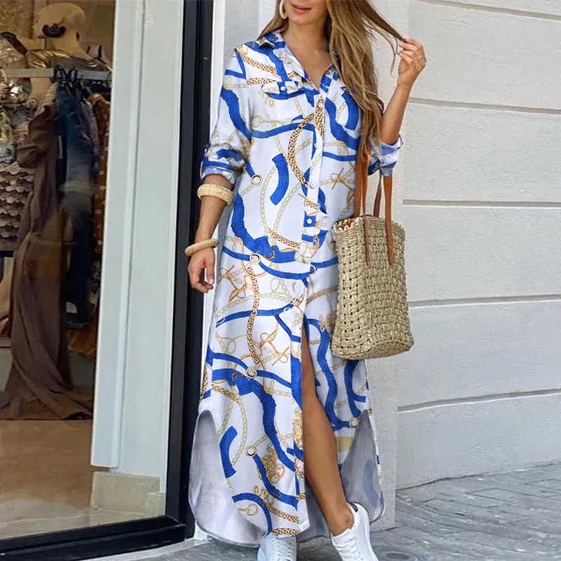 Ladies luxury oversize shirt long dress