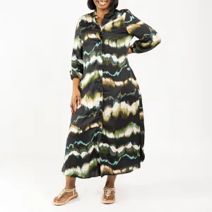 Ladies Olive Tie Dye shirt Dress