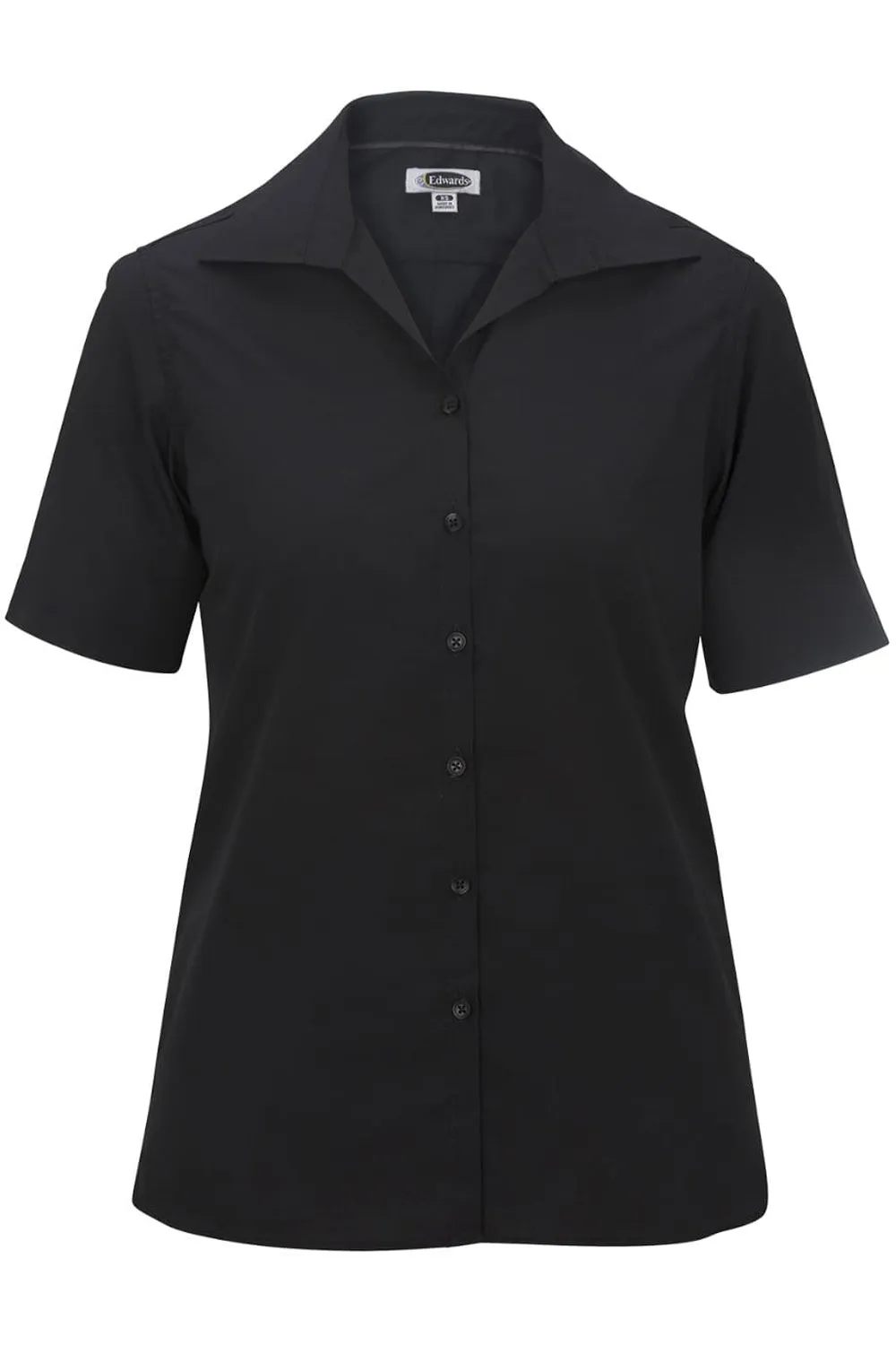 Ladies' Short Sleeve Poplin - Black