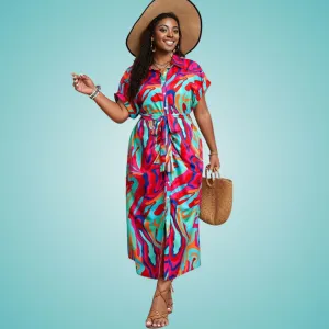Large Hip Pleat Shirt Dress