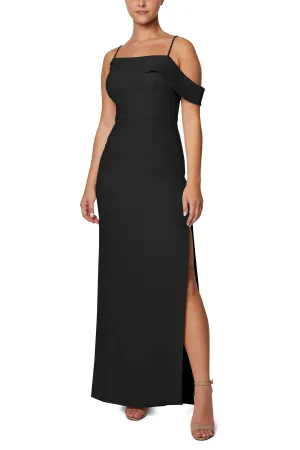 Laundry Square Neck Spaghetti Strap One Shoulder Zipper Back Solid Crepe Gown