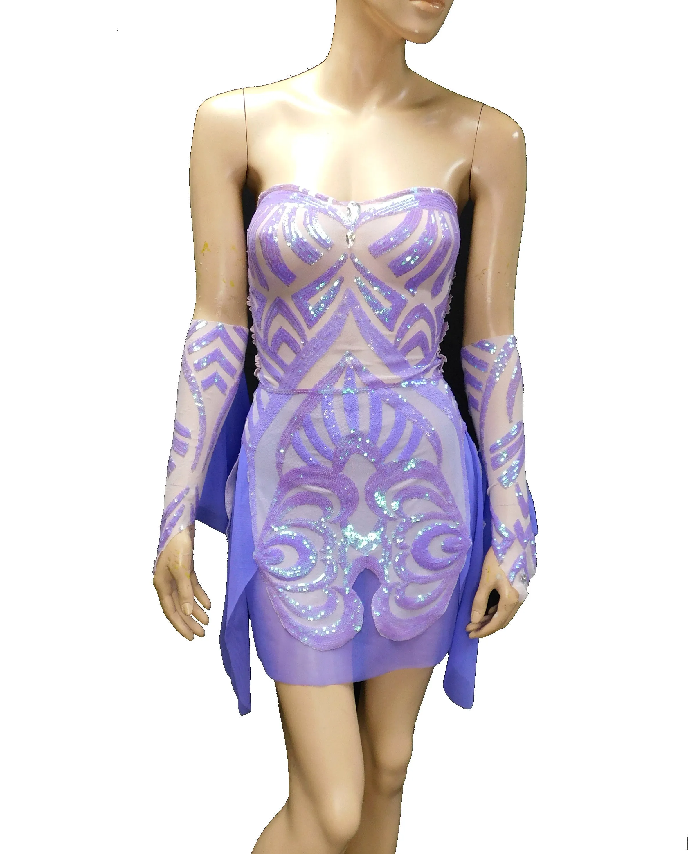 Lavender Purple Iridescent Sequins Goddess Nymph Fairy Dress Dance Festival