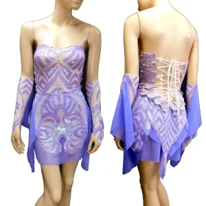 Lavender Purple Iridescent Sequins Goddess Nymph Fairy Dress Dance Festival