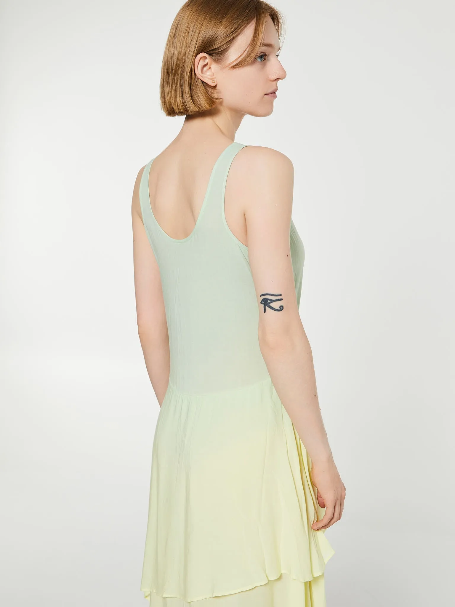 Layered T-Shirt Dress in Pastel Yellow