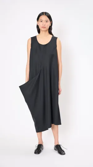 Layered Wool Dress in Black