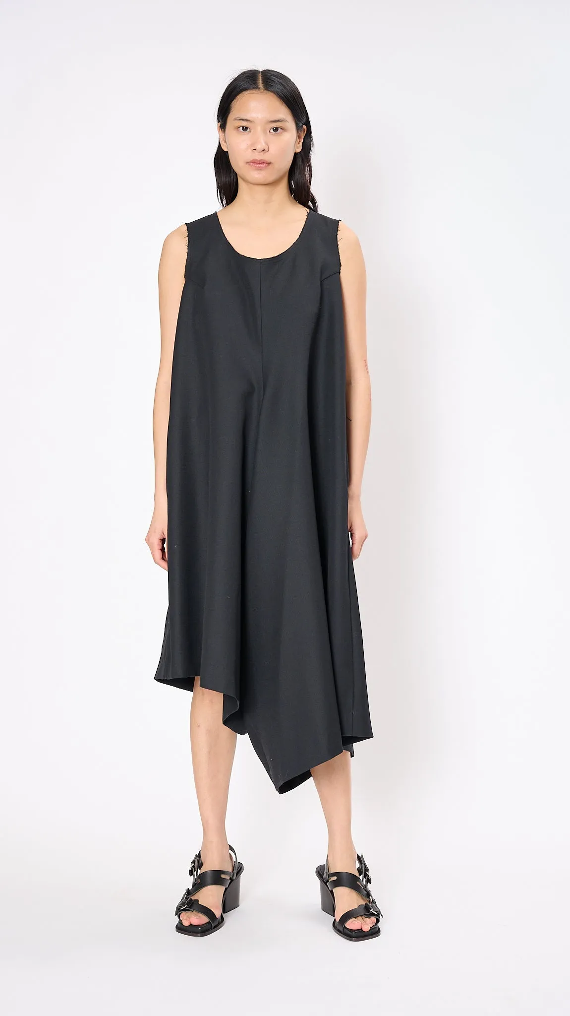 Layered Wool Dress in Black