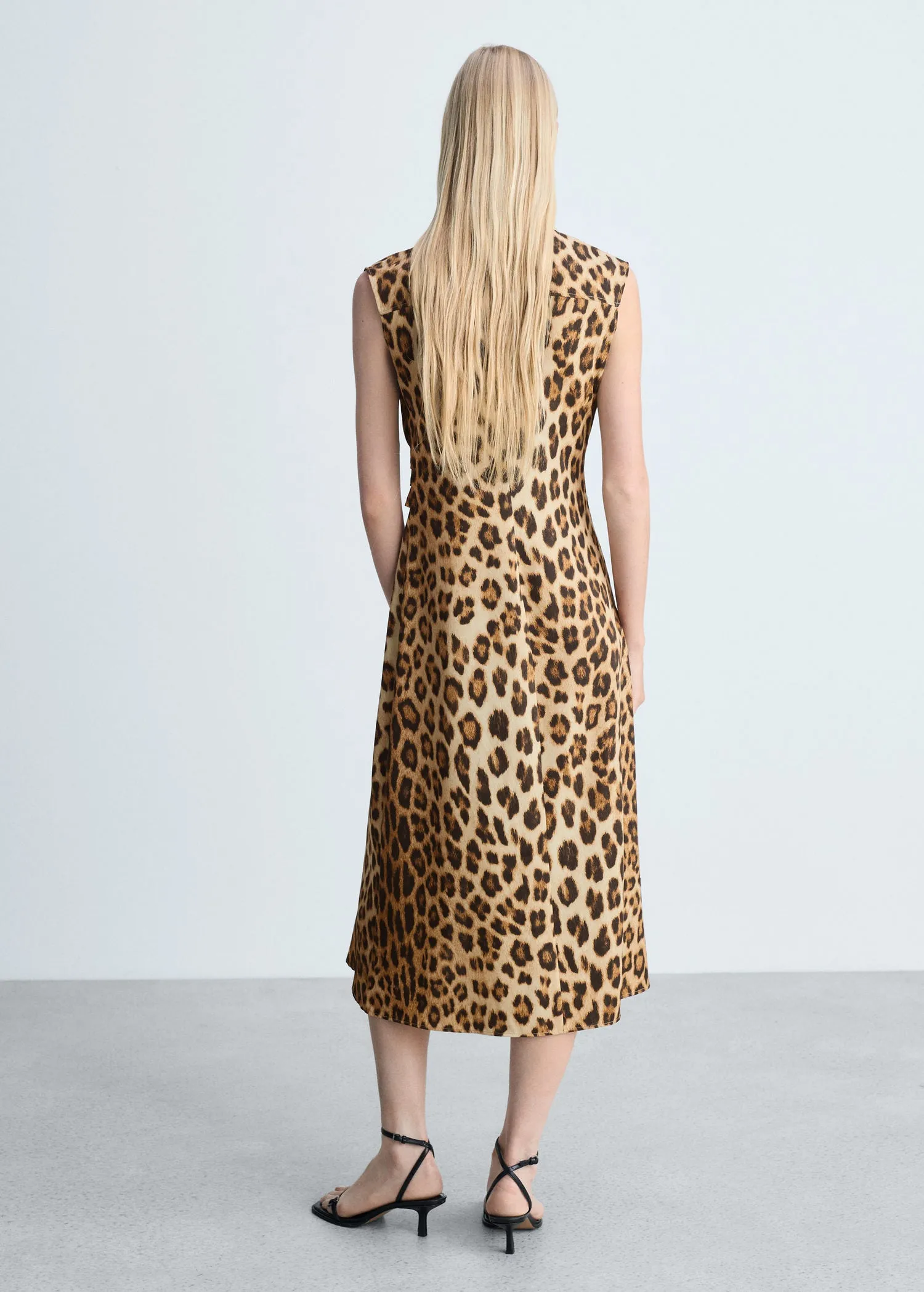Leopard-print shirt dress - Brown