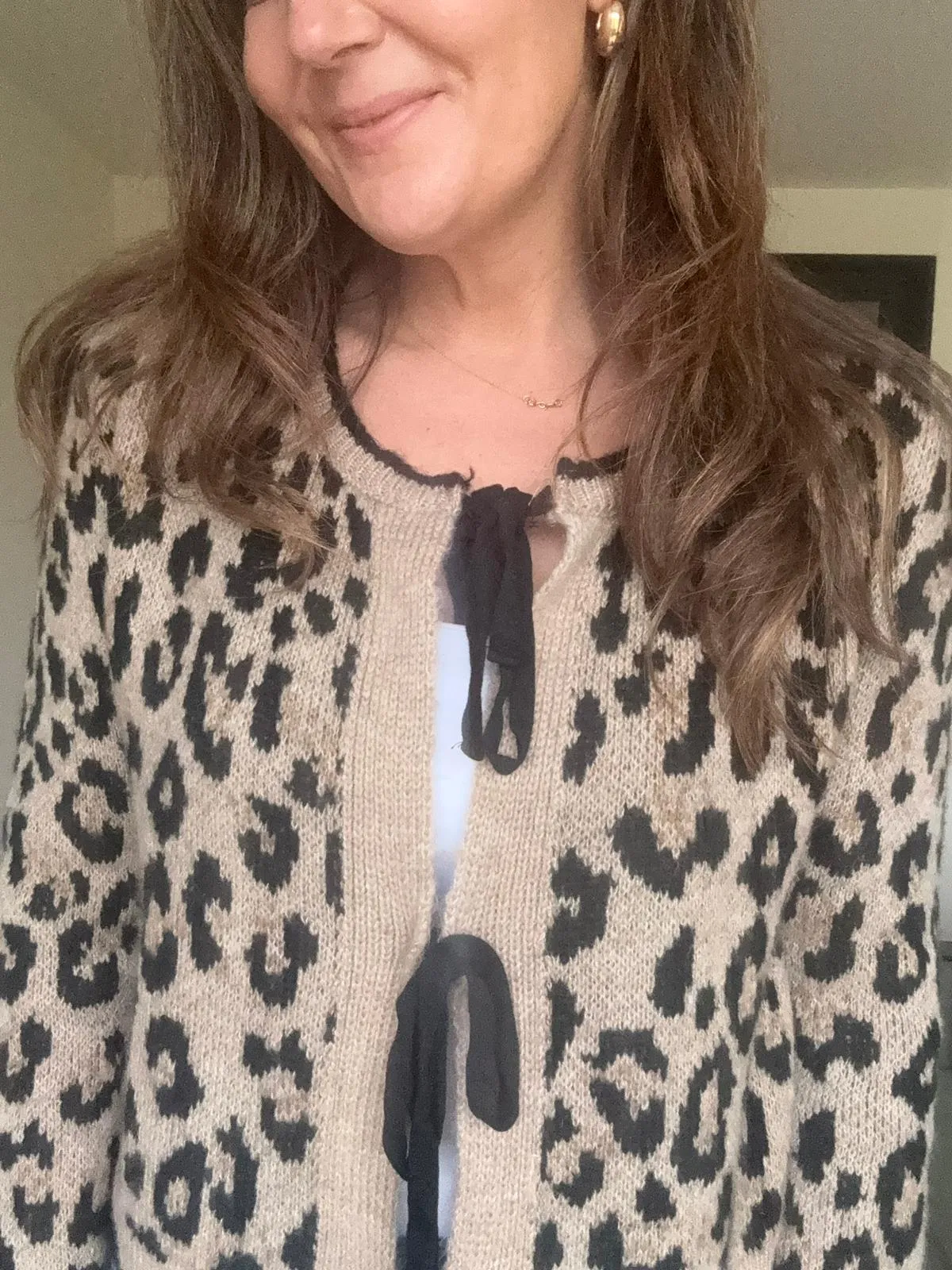 Leopard print Tie Front Cardigan