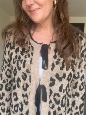Leopard print Tie Front Cardigan