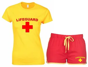 Lifeguard Ladies T-Shirt & Shorts (Red/Yellow) (12)