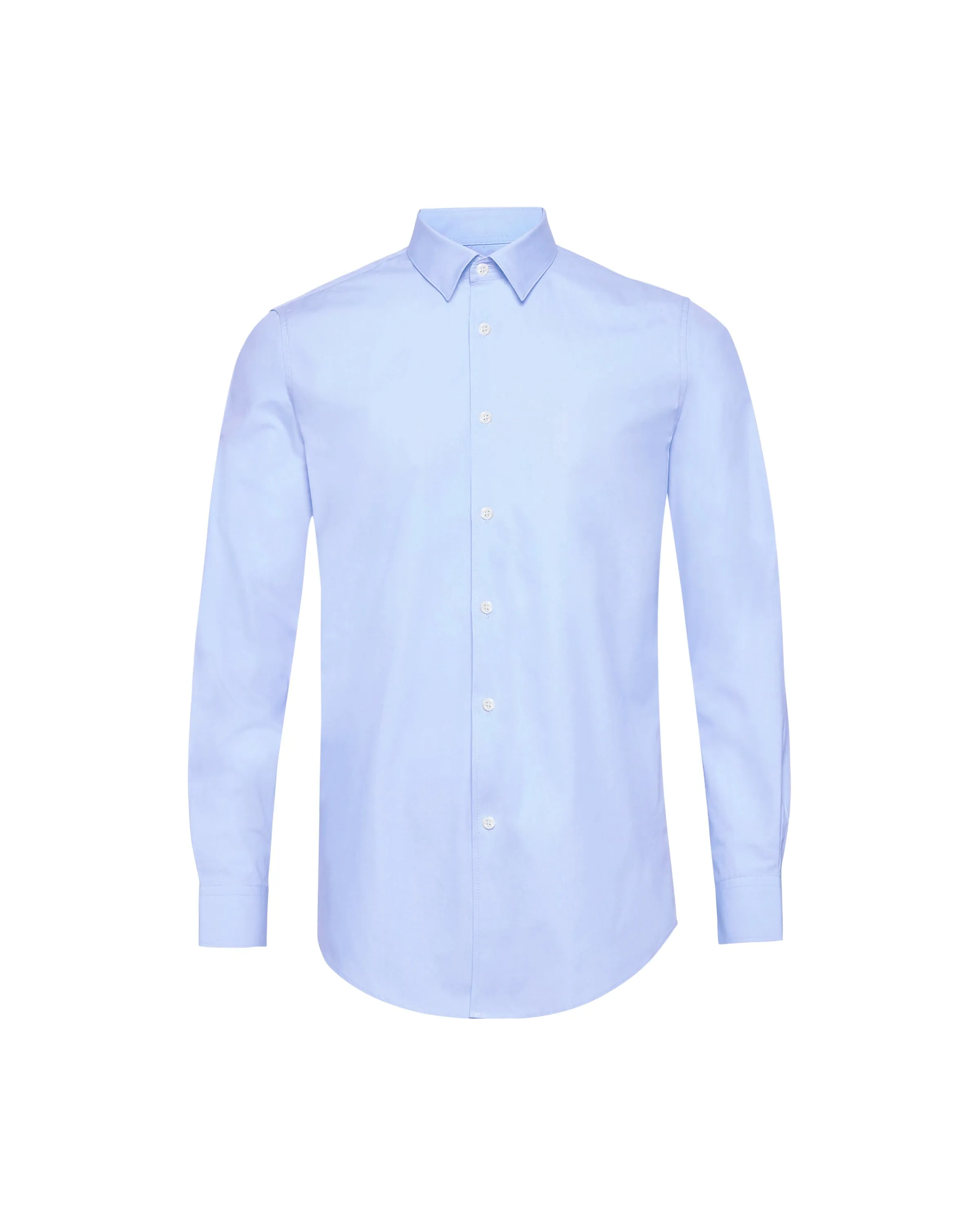 Light Blue Twill Natural Stretch Cotton Dress Shirt