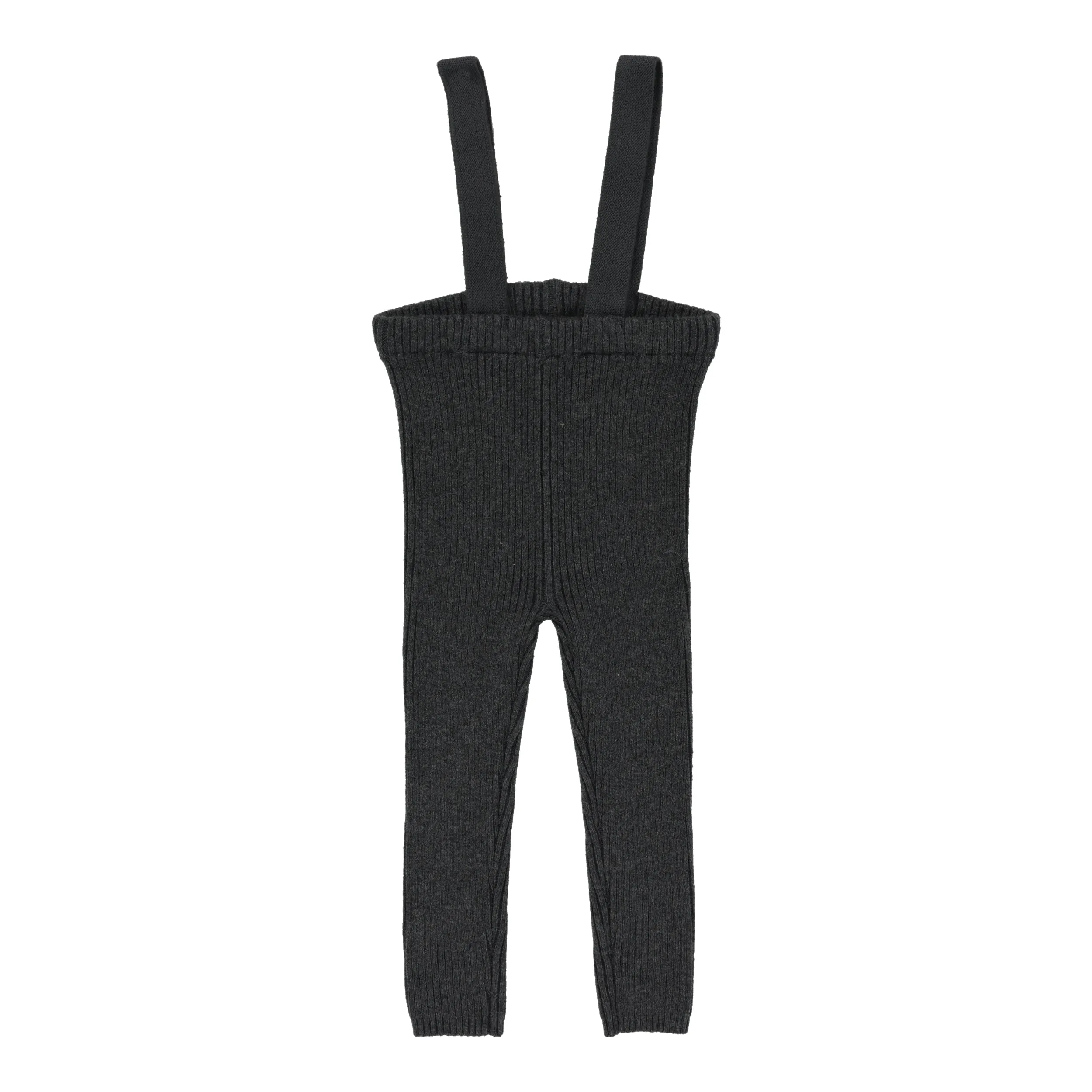 Lil Legs Knit Suspender Leggings- Dark Grey