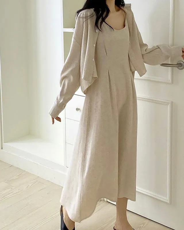 Linen Shirt Dress Set