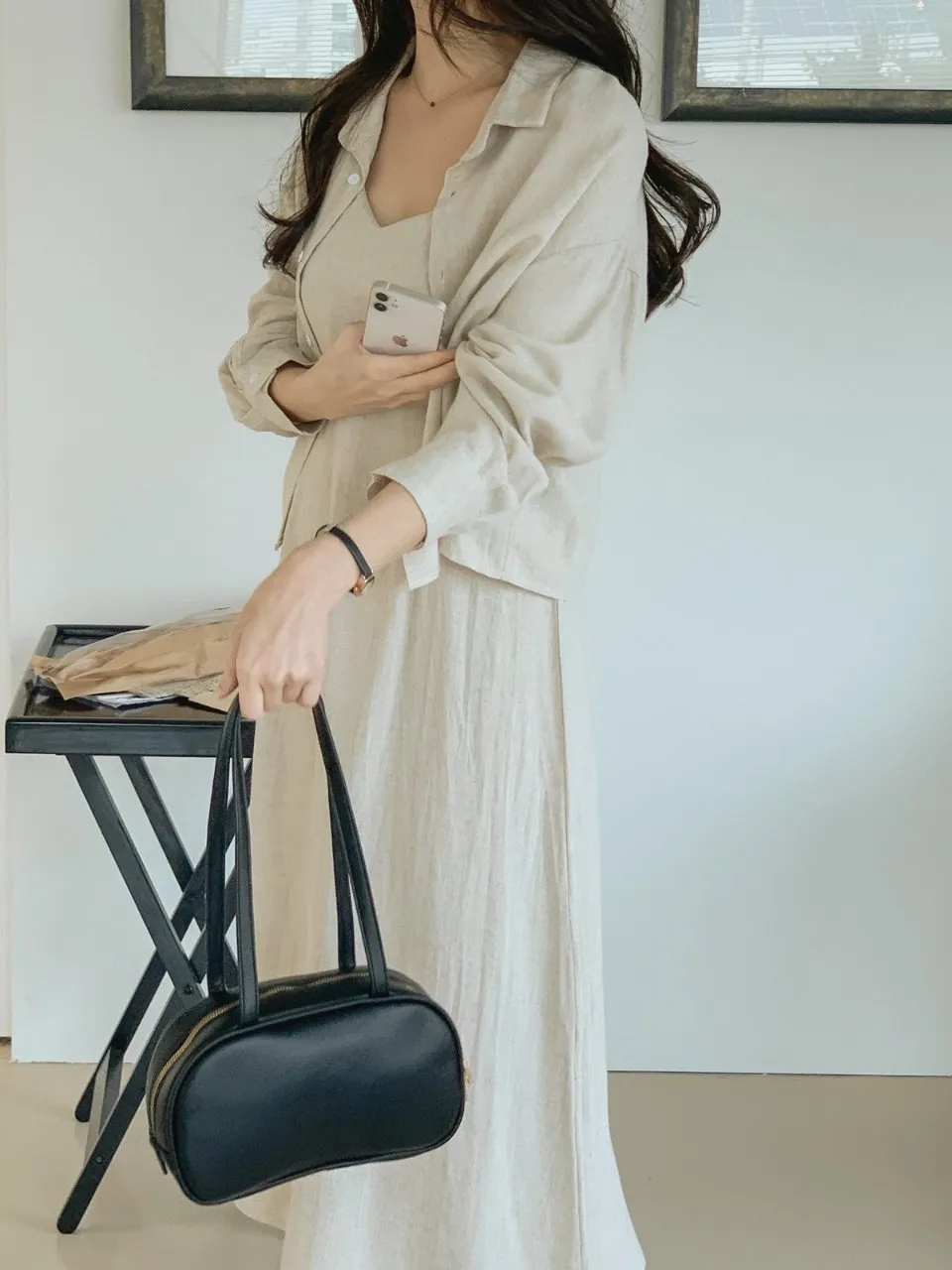 Linen Shirt Dress Set