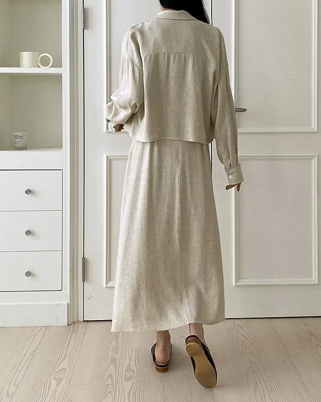 Linen Shirt Dress Set