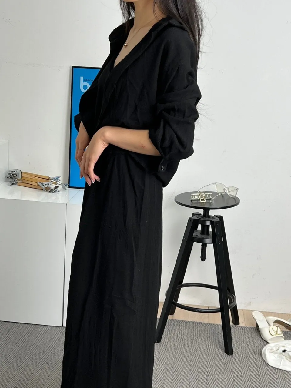 Linen Shirt Dress Set