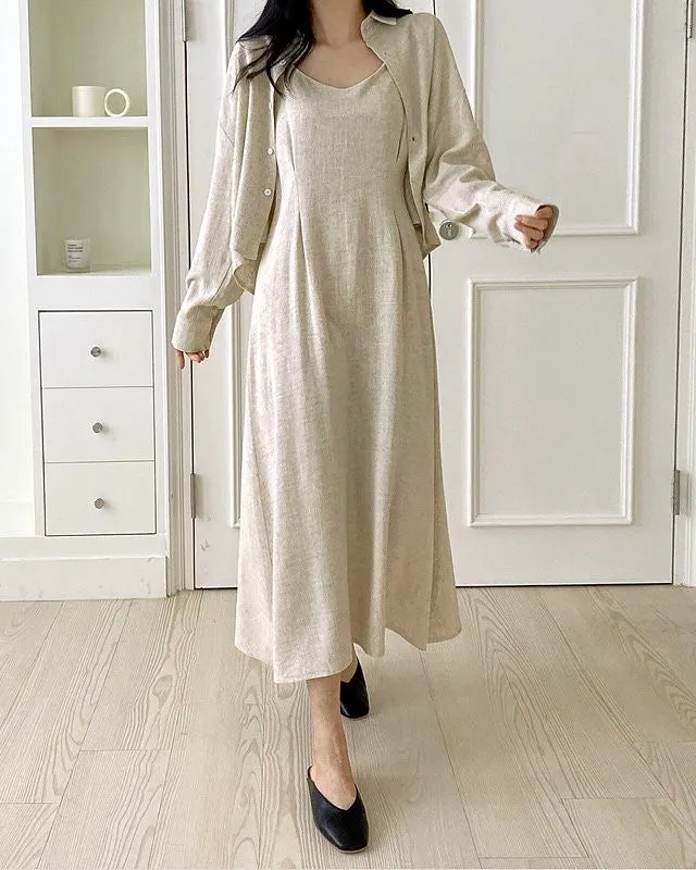 Linen Shirt Dress Set