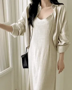 Linen Shirt Dress Set