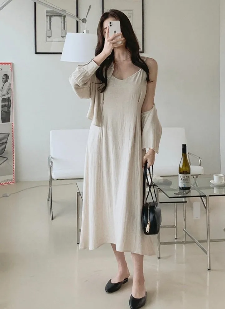 Linen Shirt Dress Set