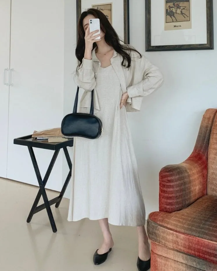 Linen Shirt Dress Set