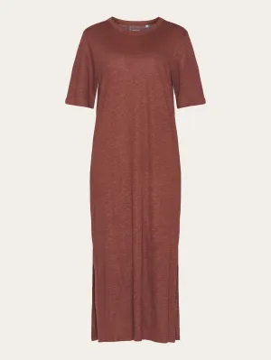 Linen short sleeved t-shirt dress - Tiramisu