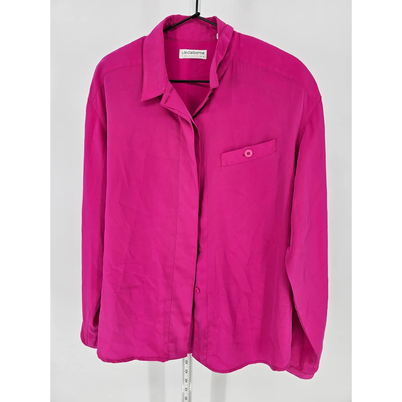 Liz Claiborne Womens Sz 10 Long Sleeve Button Up Dress Shirt Bright Pink