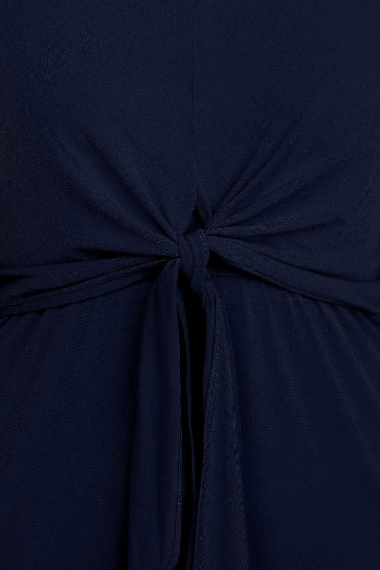 London Times Collared V-Neck Long Sleeve Solid Tie Front Short Matte Jersey Dress
