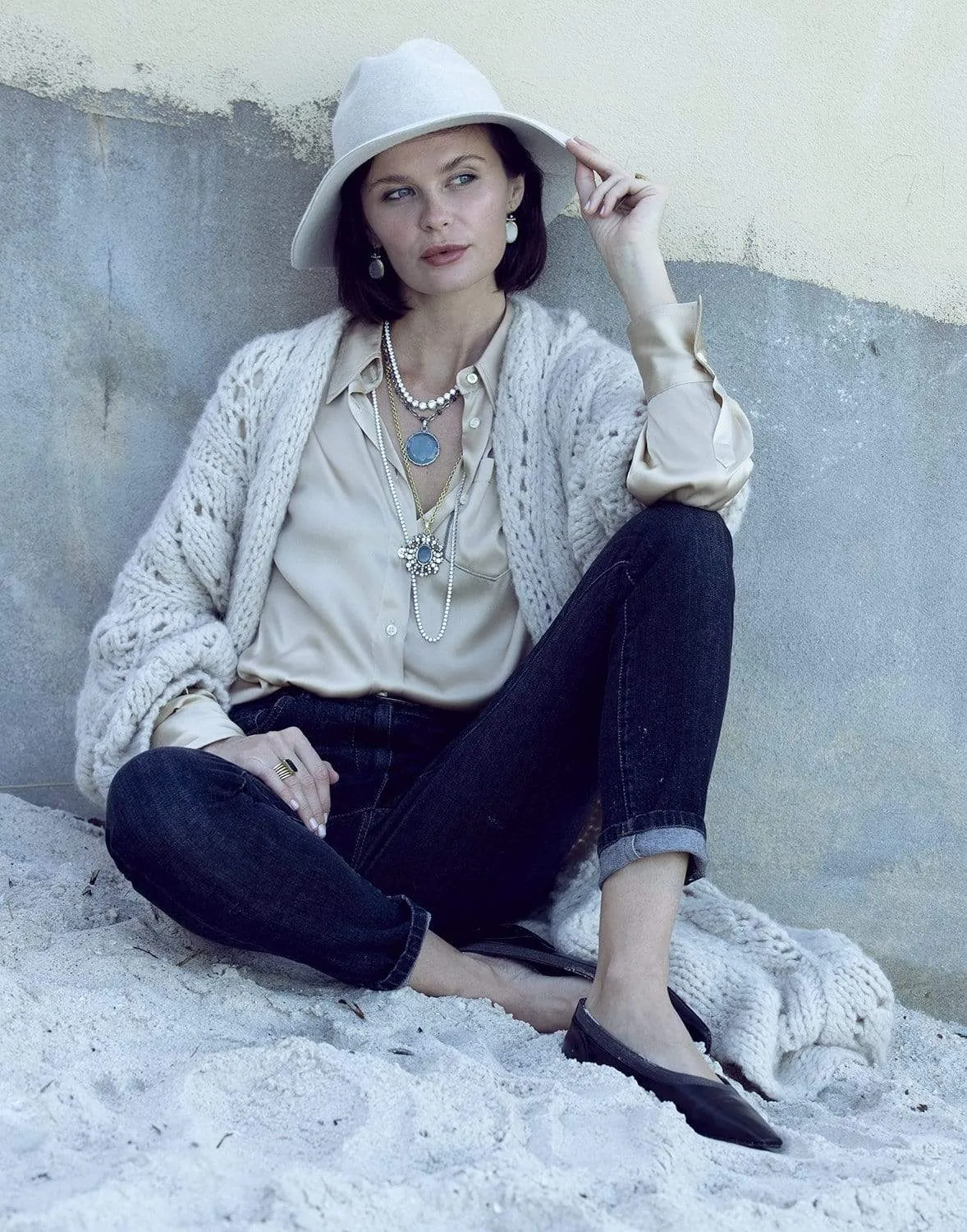 Long Lace Alpaca Belted Cardigan
