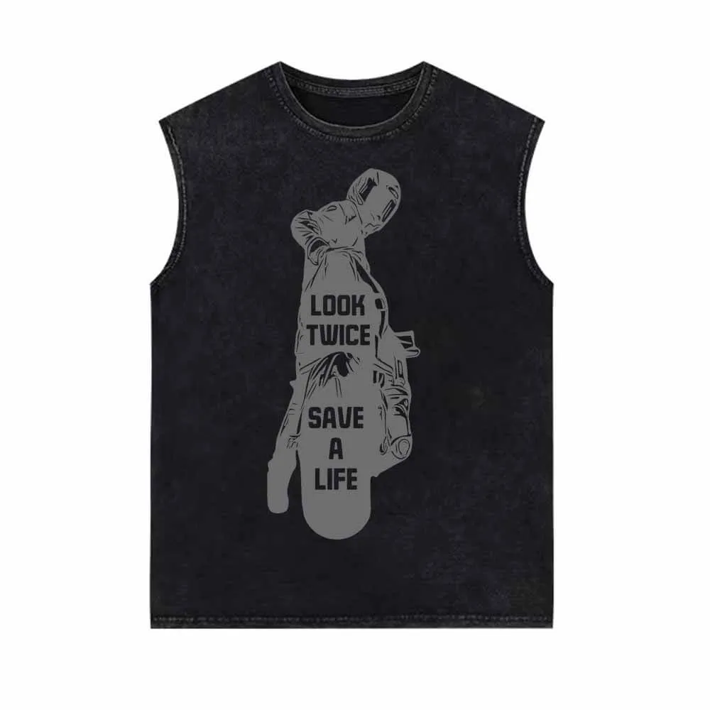 Look Twice Save A Life Motorcycle Biker Vest Top