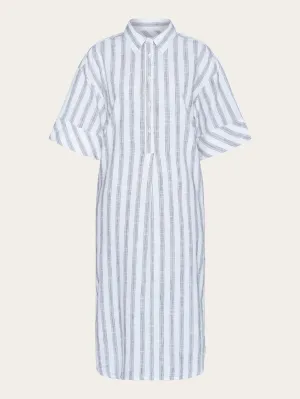 Loose multicolored stripe short sleeved shirt dress - GOTS/Vegan - Brown stripe