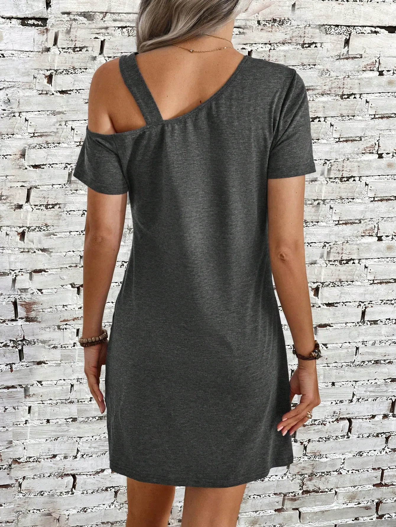 LUNE Ladies' Irregular Shoulder Personalized Casual Dress
