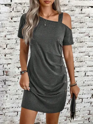 LUNE Ladies' Irregular Shoulder Personalized Casual Dress