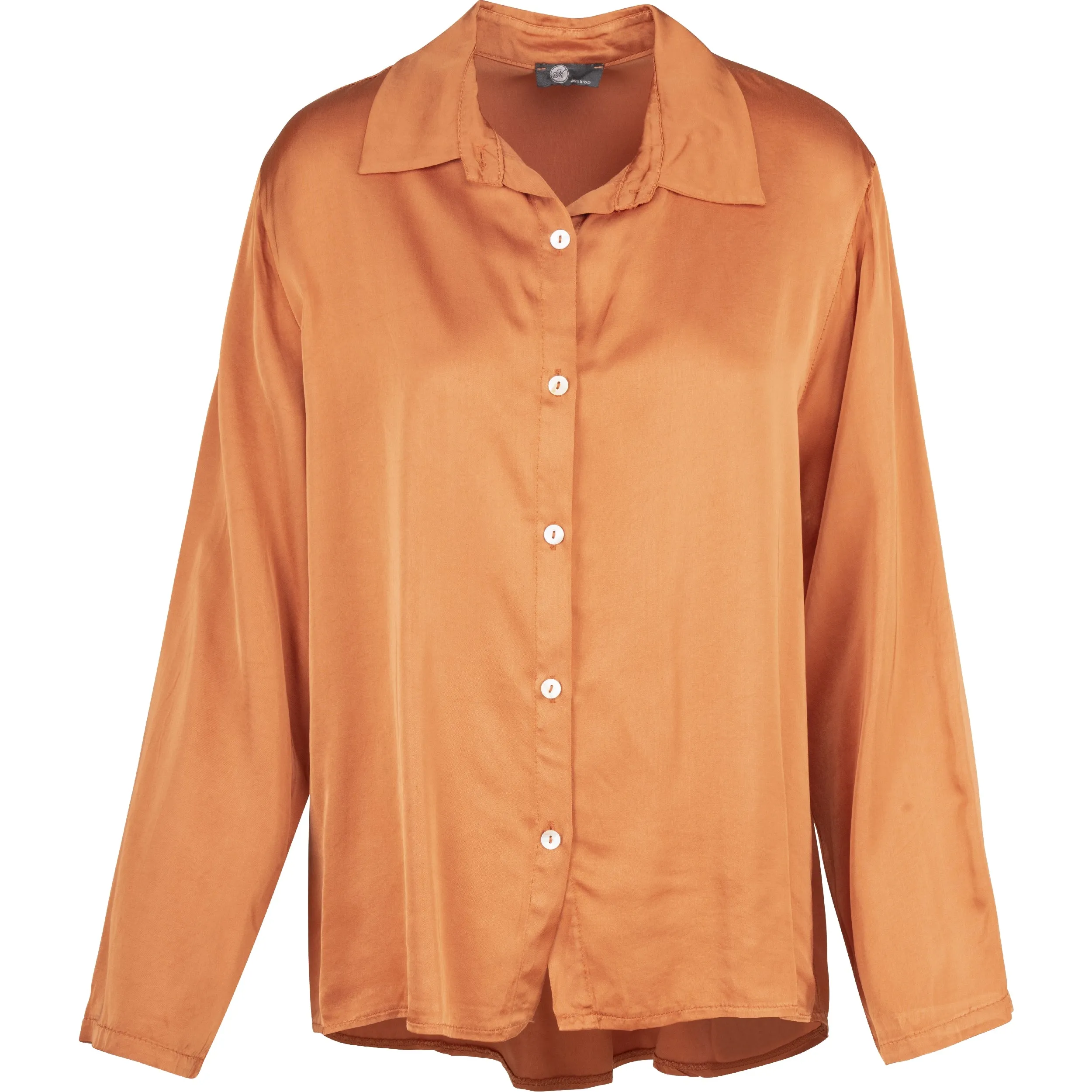 M Made in Italy – Button-Down Dress Shirt With Scooped Hi/Low Hemline
