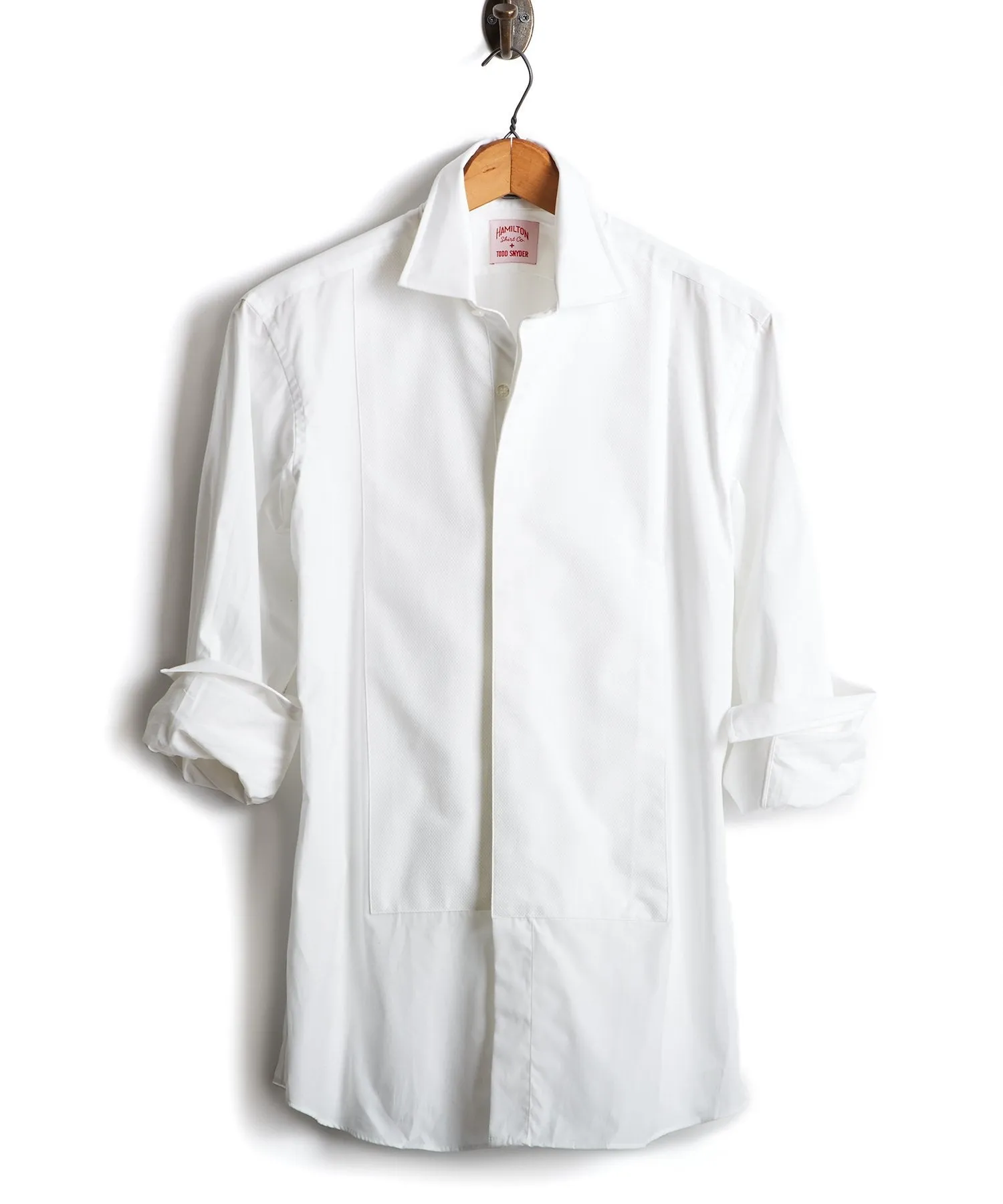 Made in the USA Hamilton   Todd Snyder White Pique Fly Front Tuxedo Shirt
